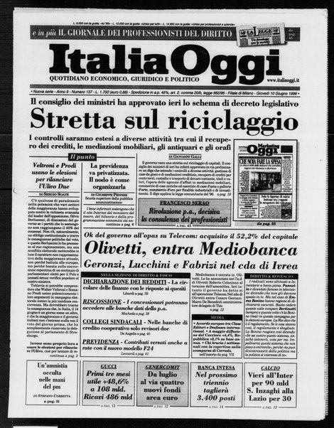 Italia oggi : quotidiano di economia finanza e politica